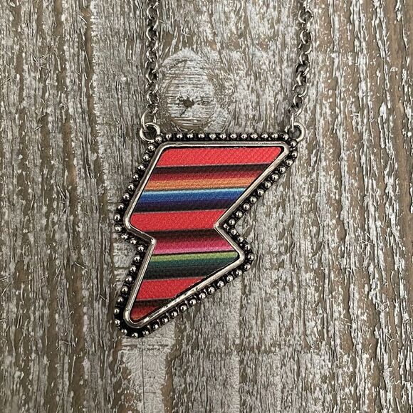 Serape lightning Stripe Necklace and Earring Set - Picture 1 of 3